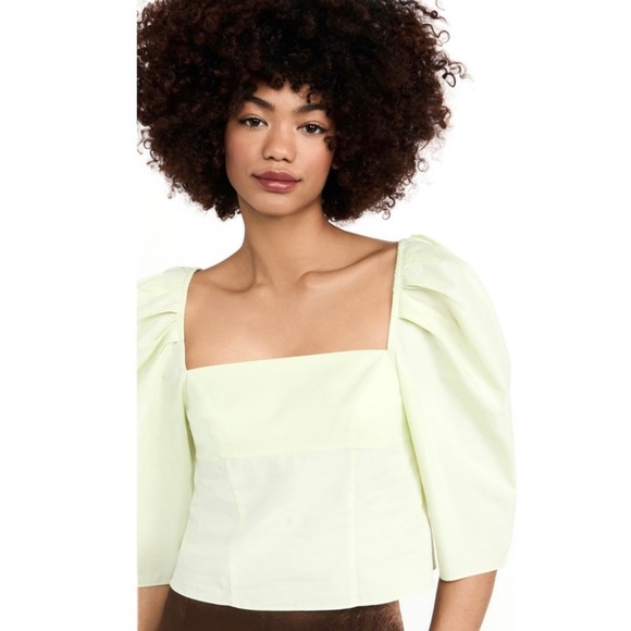 NEW VINCE GREEN COTTON SQUARE NECK TOP - Picture 1 of 9